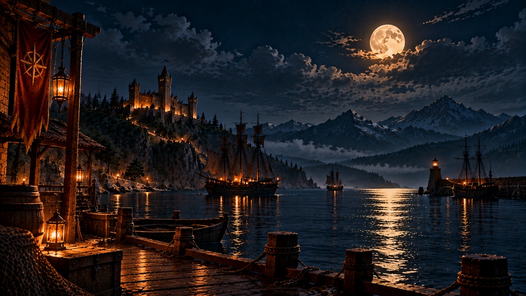 The RPG Harbor Night Wallpaper